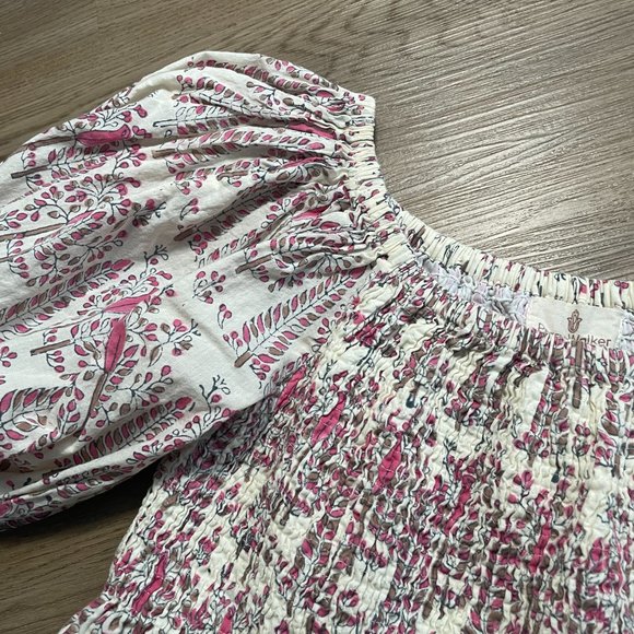 Perry Walker Collective The Ophelia Top block print pink cream off shoulder crop - Picture 5 of 12